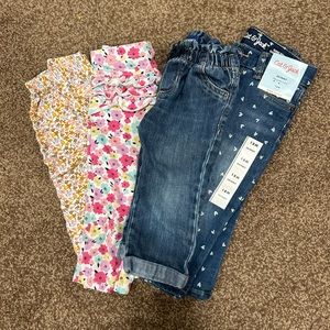 Lot of girl toddler 18 month bottoms. Pants, leggings, jeggings, jeans.